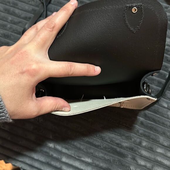 The Cambridge Satchel Company Small Leather Crossbody Bag Black & White - Picture 9 of 9